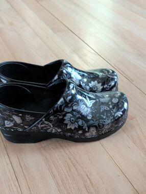Dansko Black Slip-On Clog with Subtle Logo
